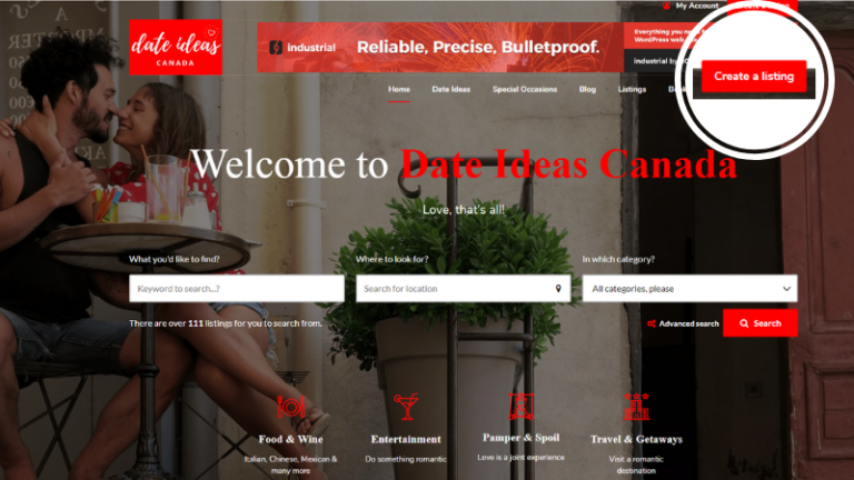 Date Ideas Canada create listing