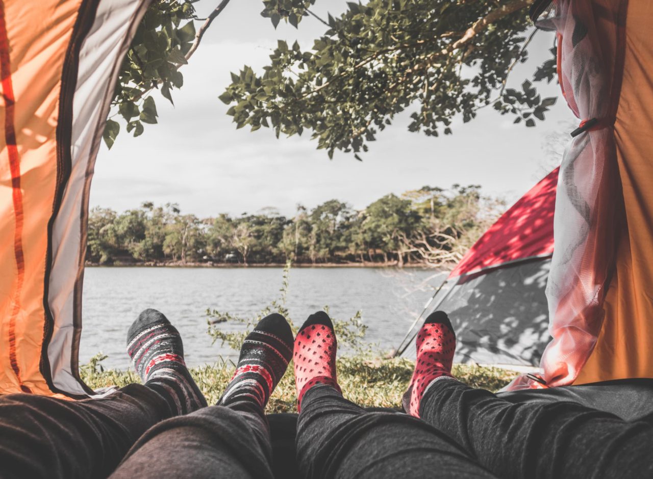 Camping Socks Outside Tent