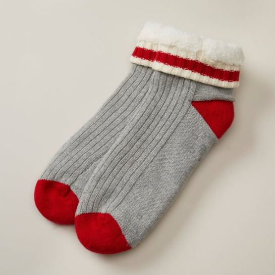 Men's Low-rise Cabin Stripe Reading Socks Red